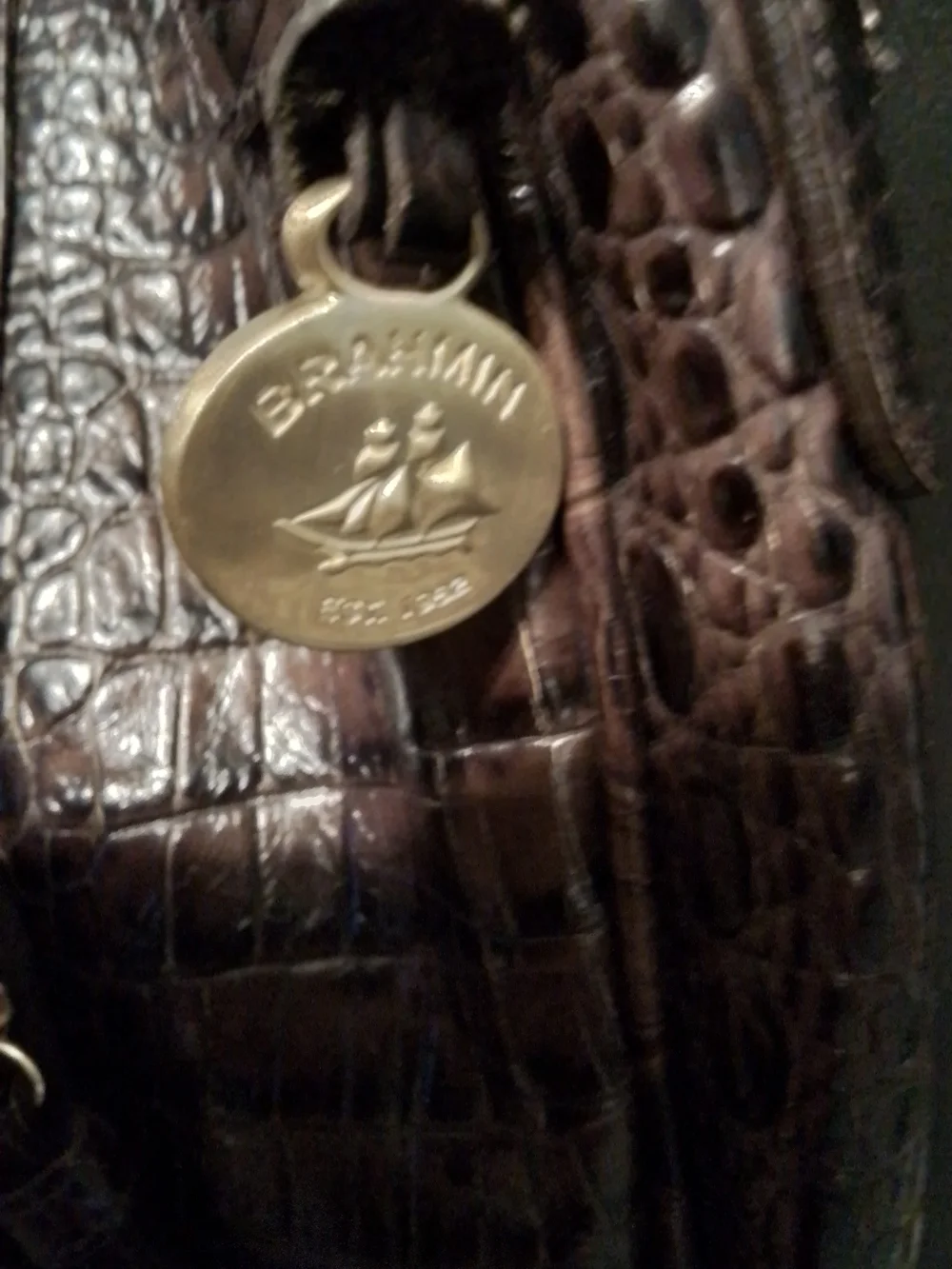 Brahmin Brown Croc-Embossed Shoulder Bag